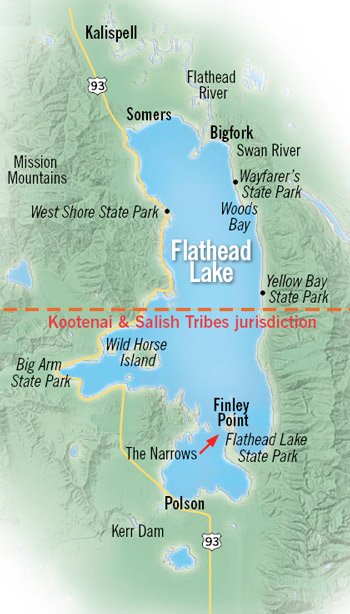 Map of Flathead Lake, Montana