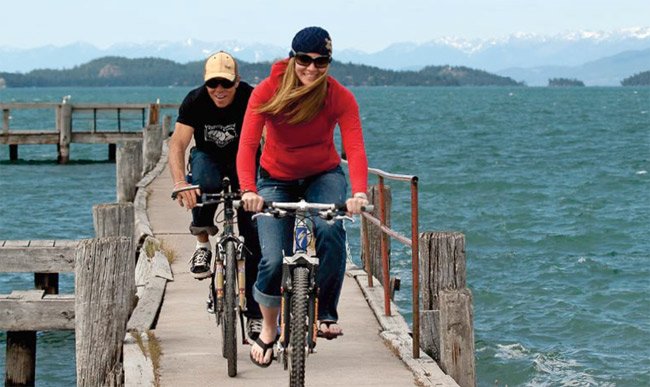 People Cycling at Flathead Lake, Montana